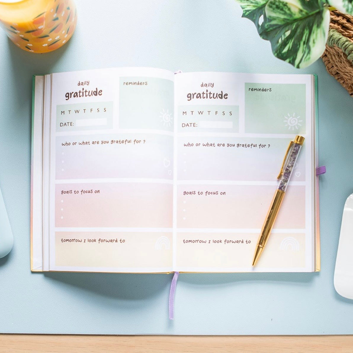 Dankbarkeitstagebuch mit Amethyst-Stift