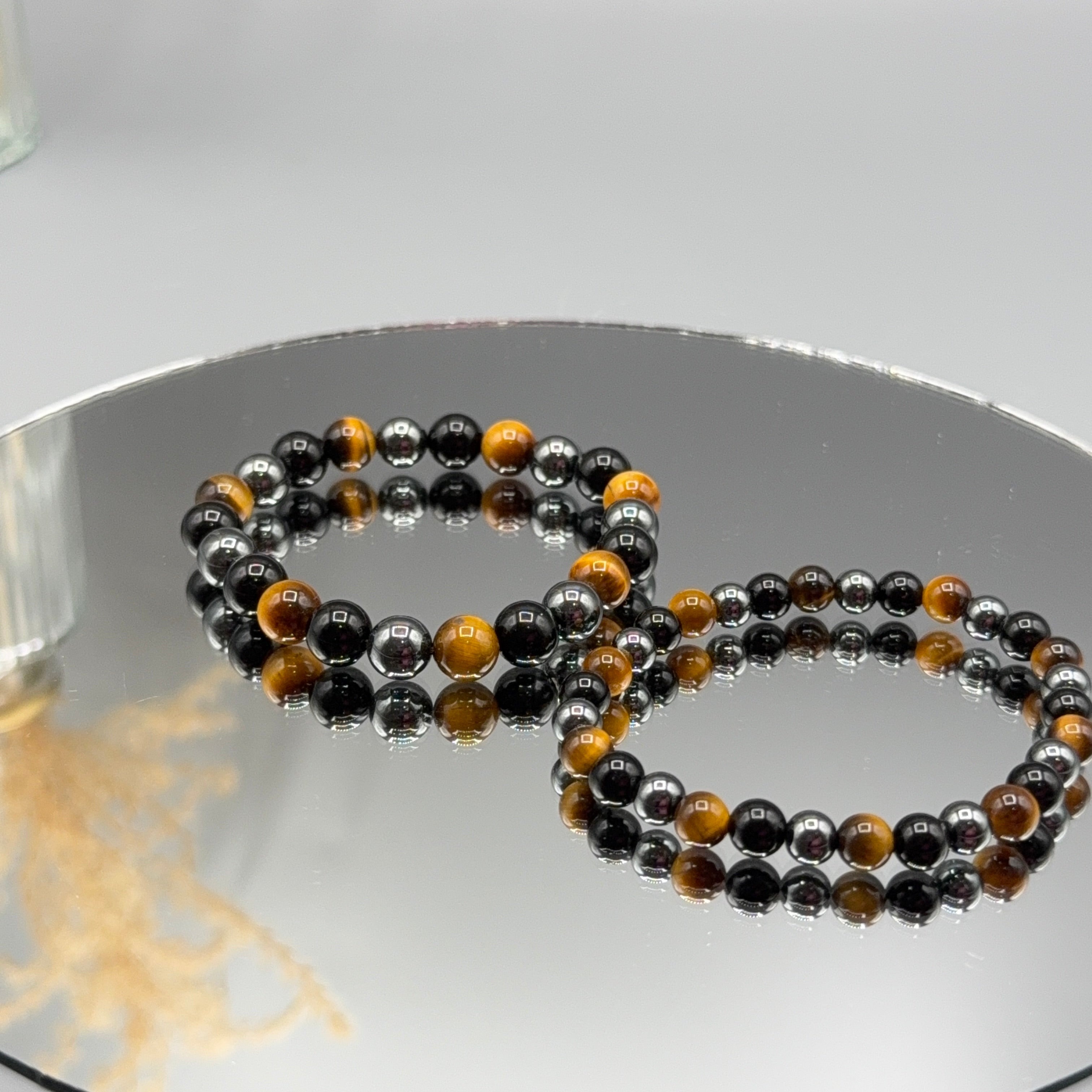 Tigerauge – Obsidian – Hämatit Armband