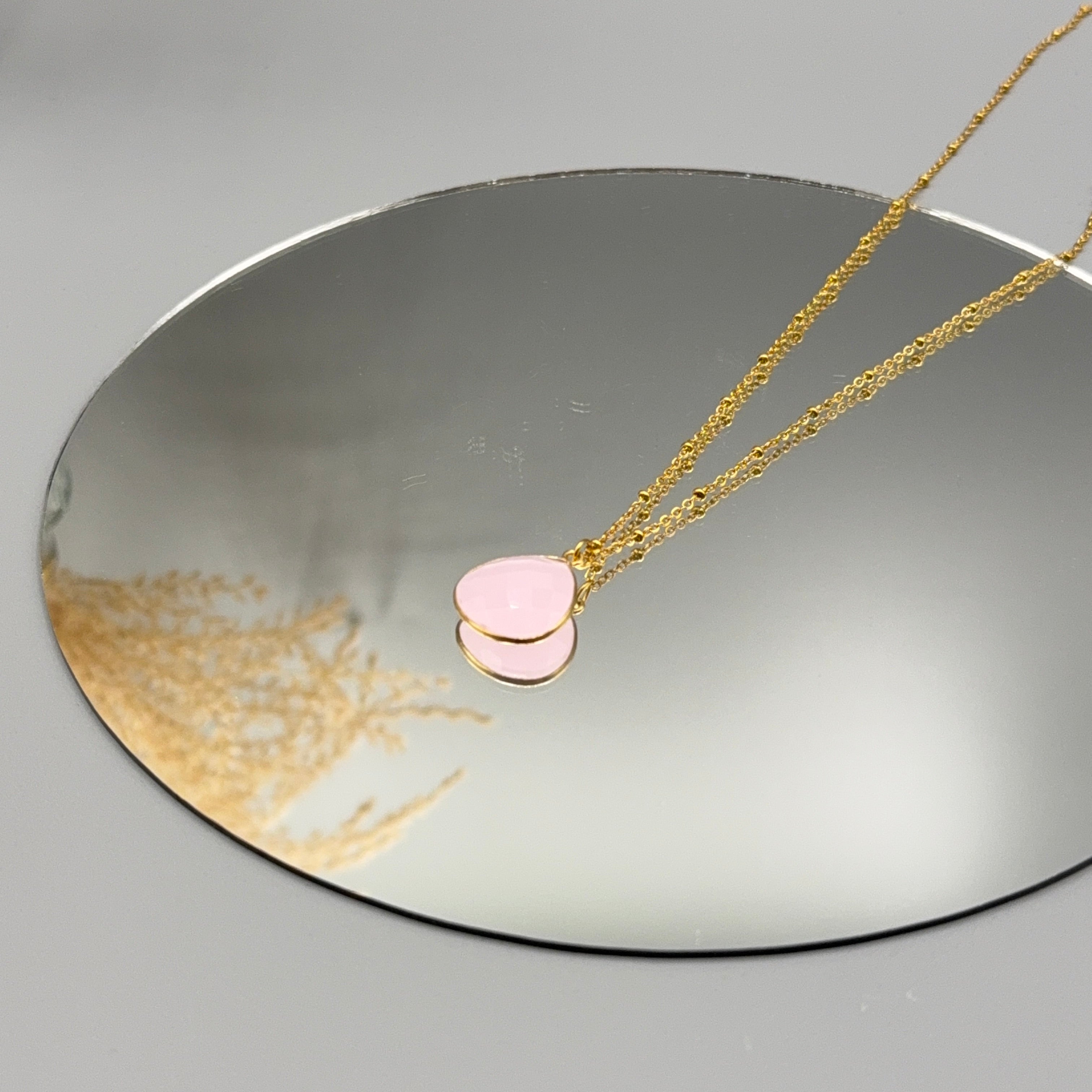 Rosenquarz Kette - gold