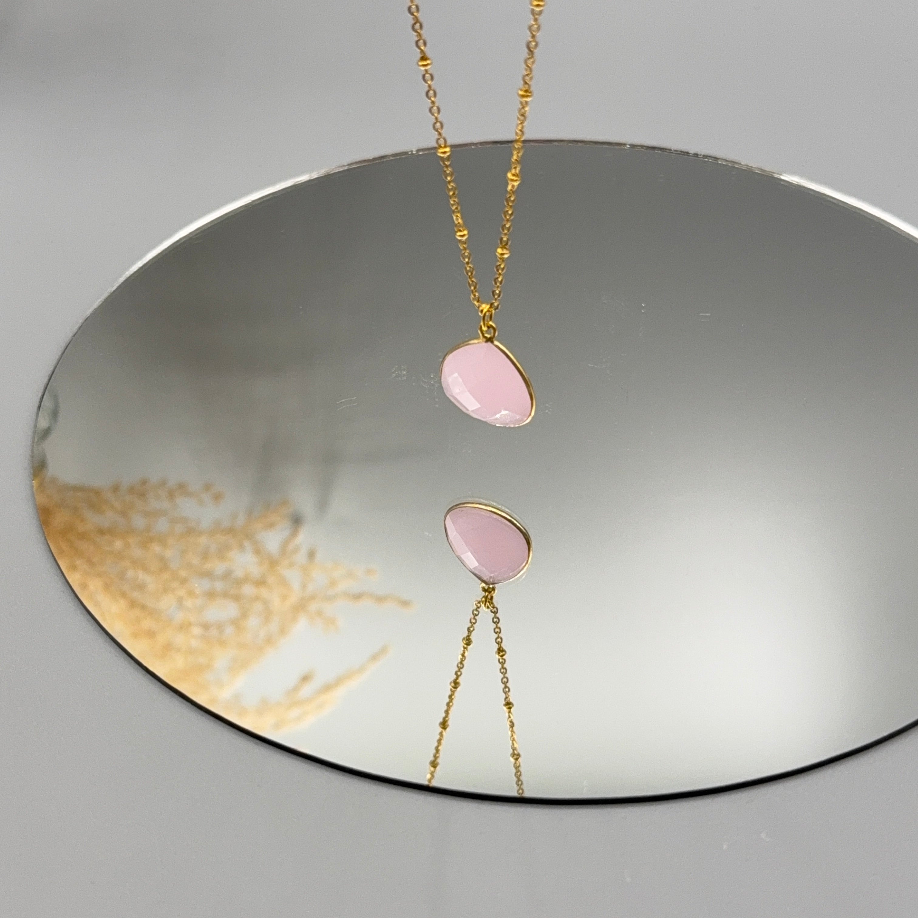 Rosenquarz Kette - gold
