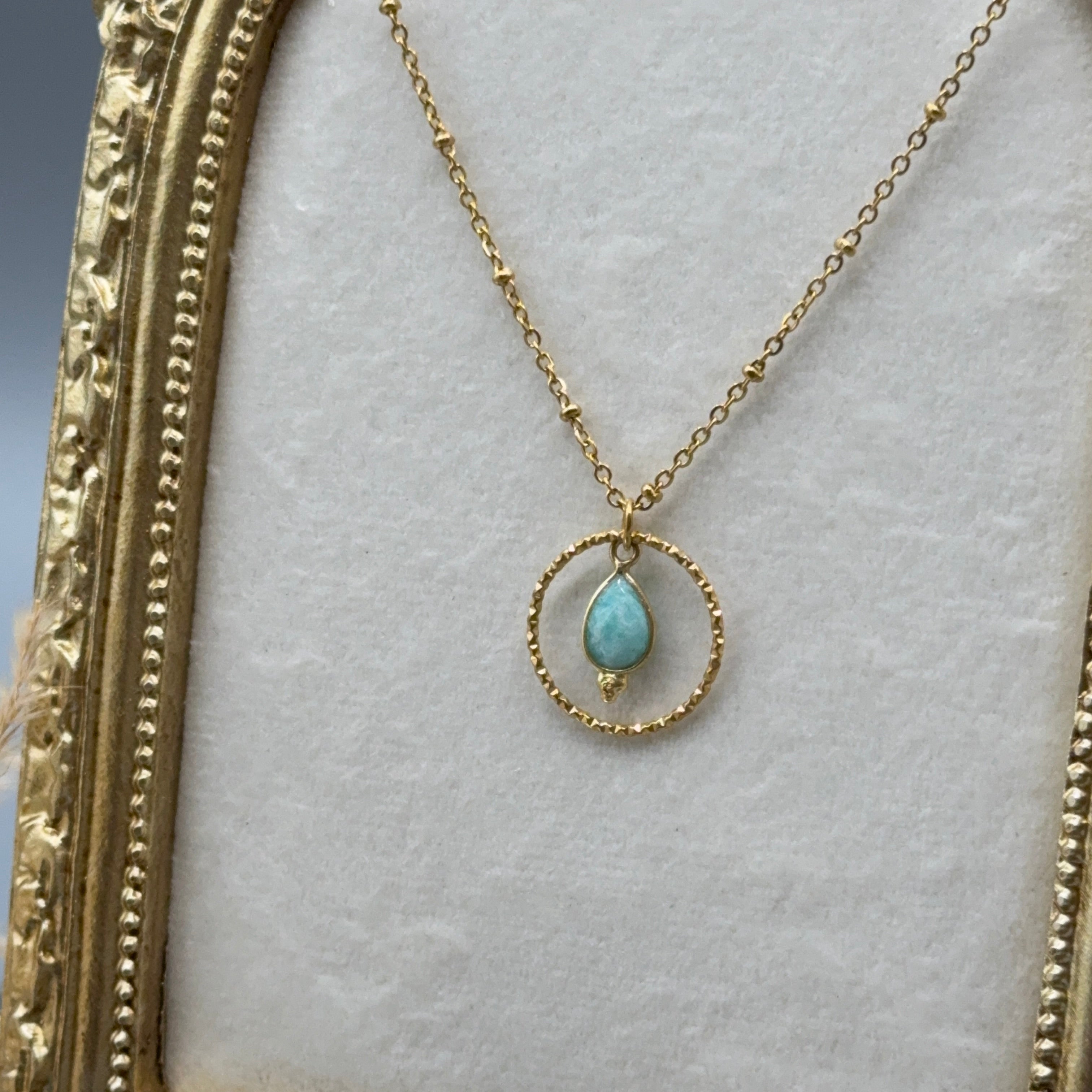 Amazonit Kette - gold