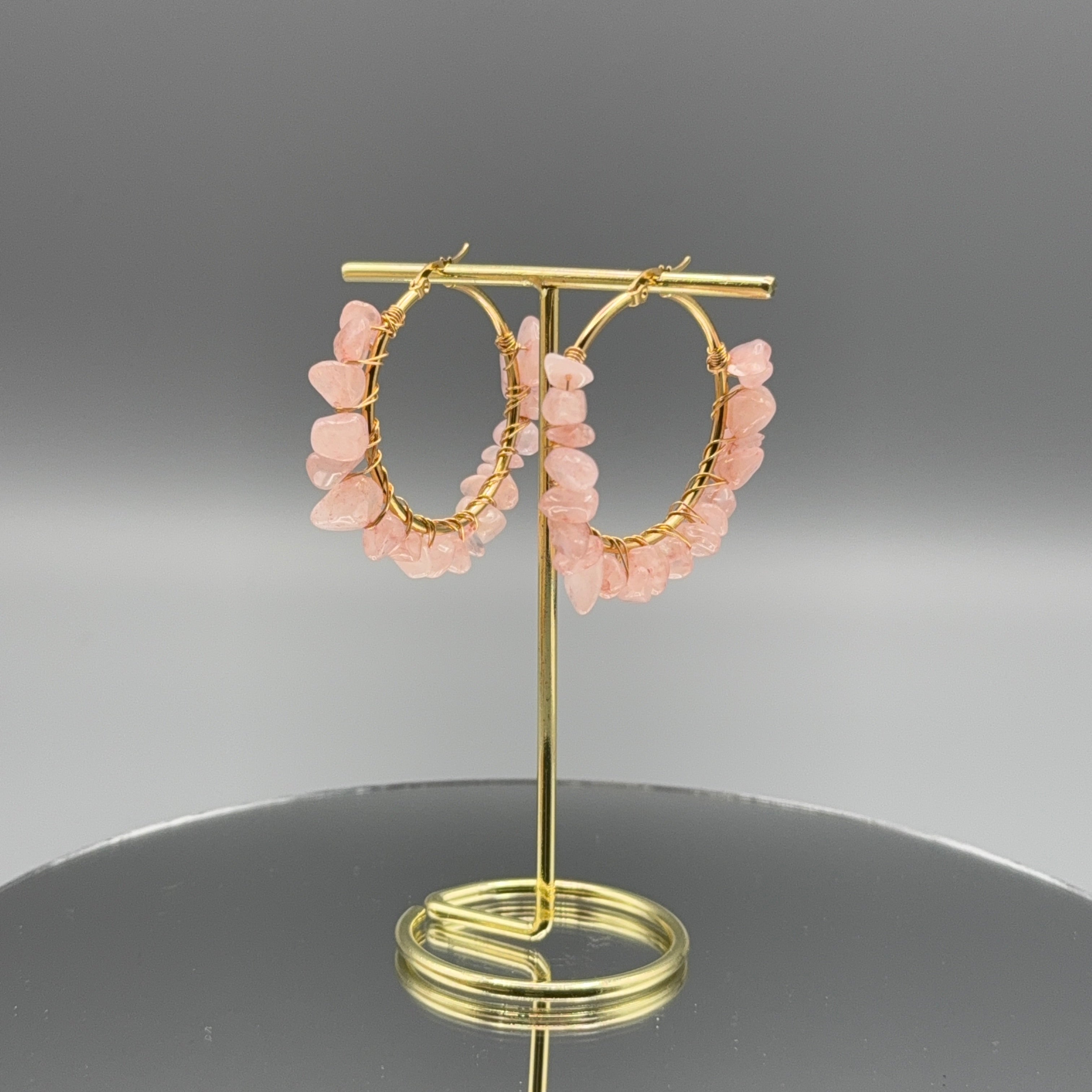 Rosenquarz Ohrringe – gold