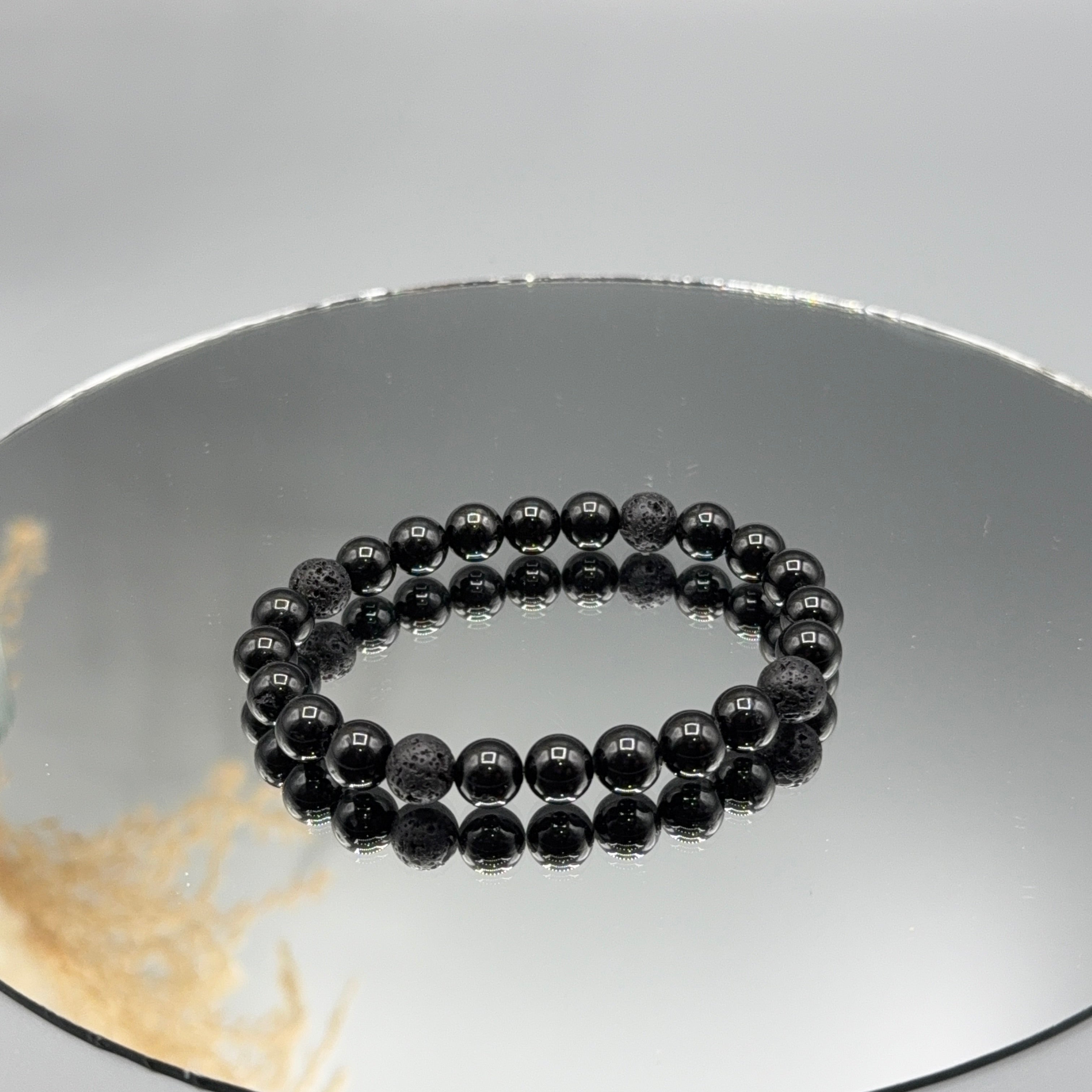 Herrenarmband Schwarzer Turmalin - Lava