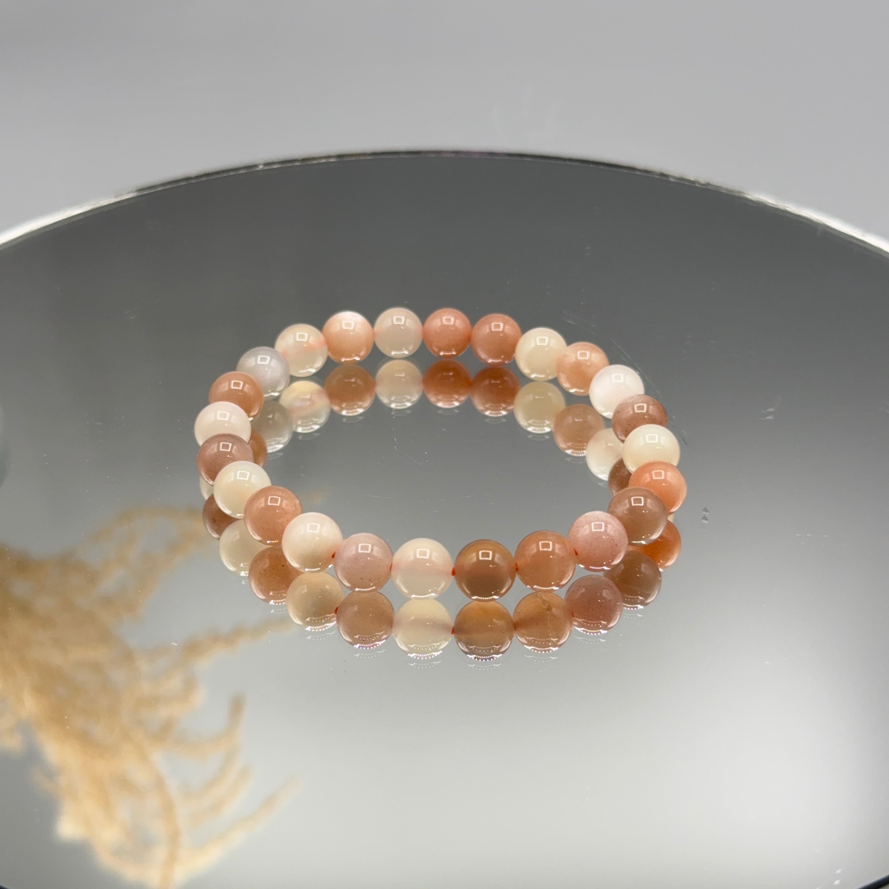 Pfirsich-Mondstein Armband