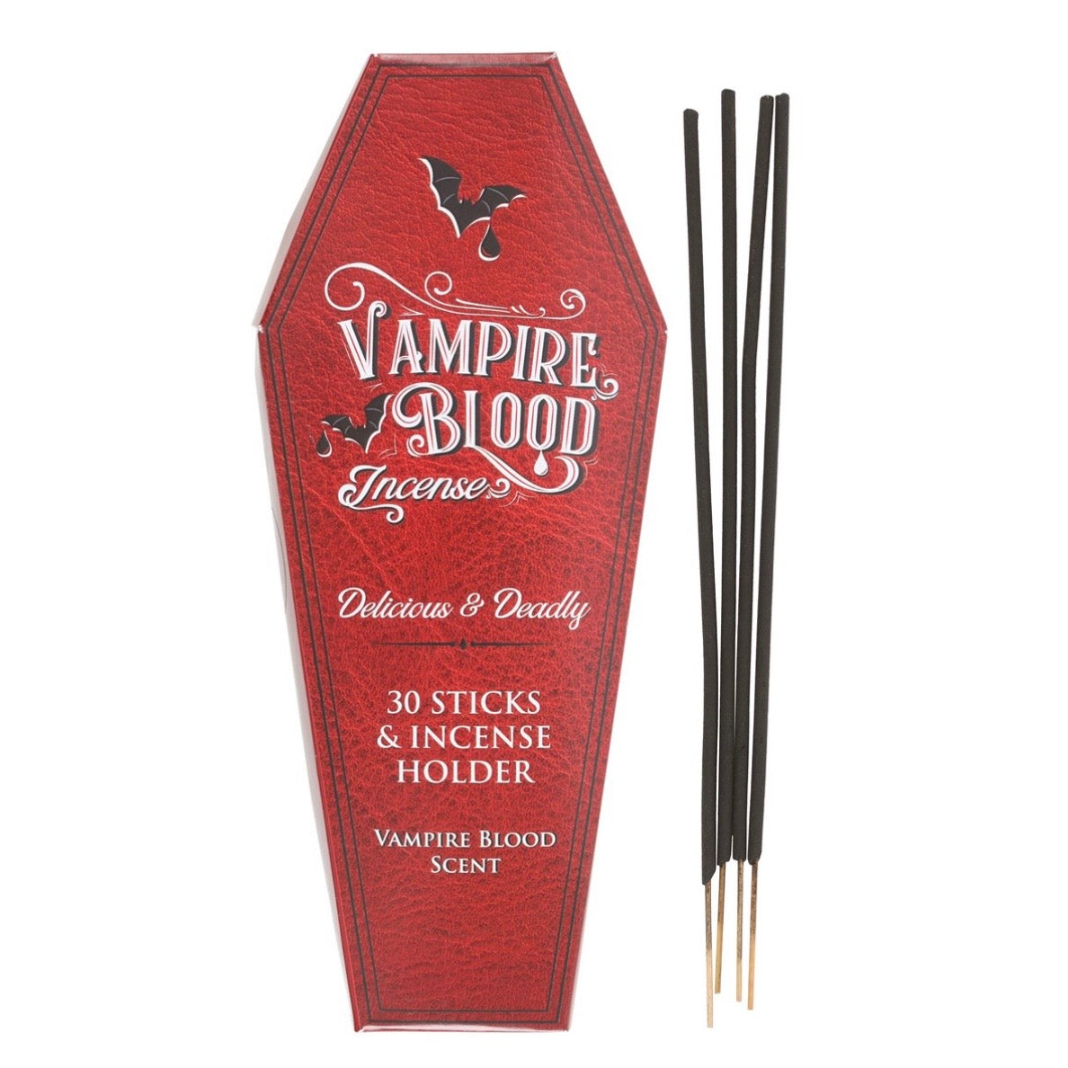 Räucherstäbchen „Vampirblut“ mit Sarg-Halter