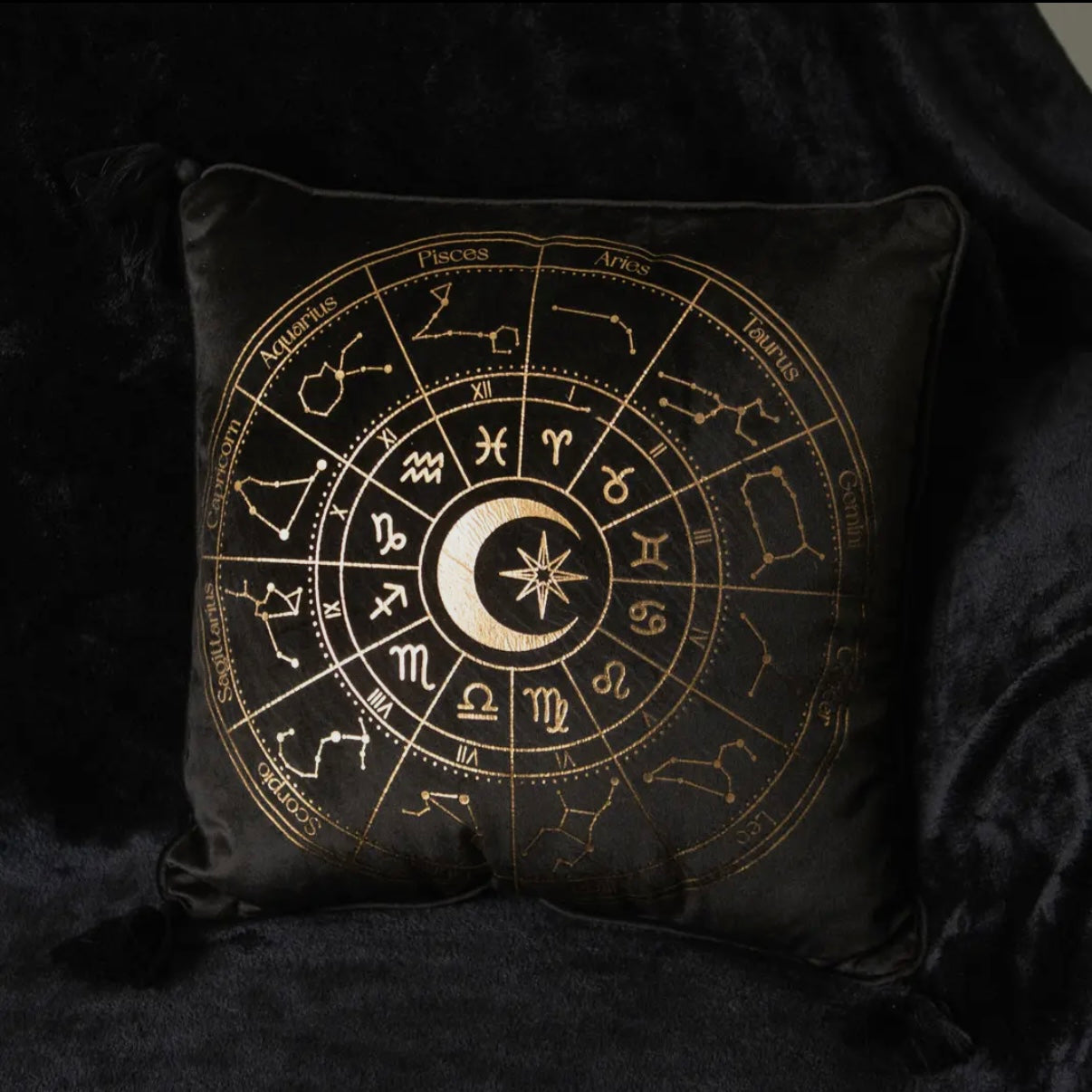 Kissen „Astrology Wheel“ – Schwarz