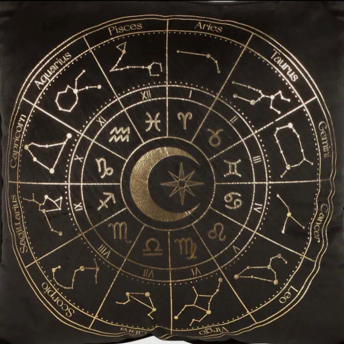 Kissen „Astrology Wheel“ – Schwarz