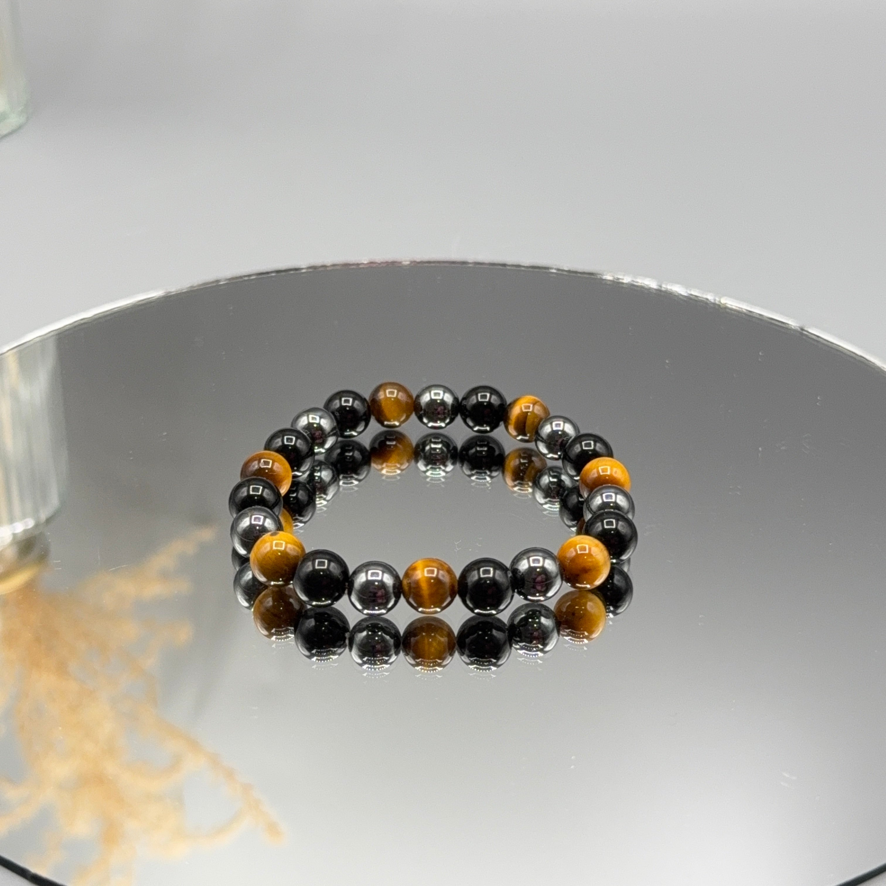 Tigerauge – Obsidian – Hämatit Armband