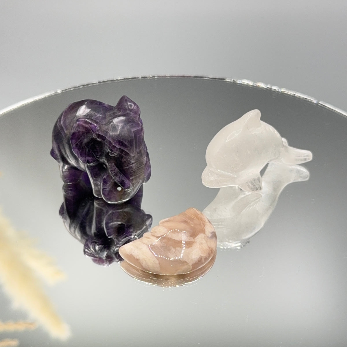 Kristall Carving Set – Amethyst, Bergkristall &amp; Blumenachat