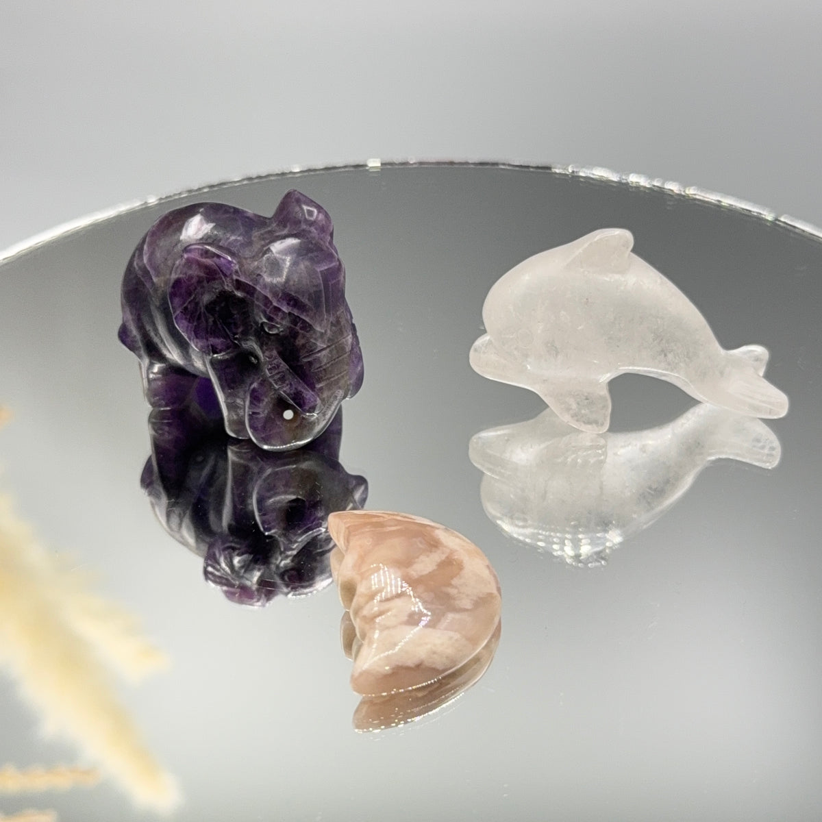 Kristall Carving Set – Amethyst, Bergkristall &amp; Blumenachat