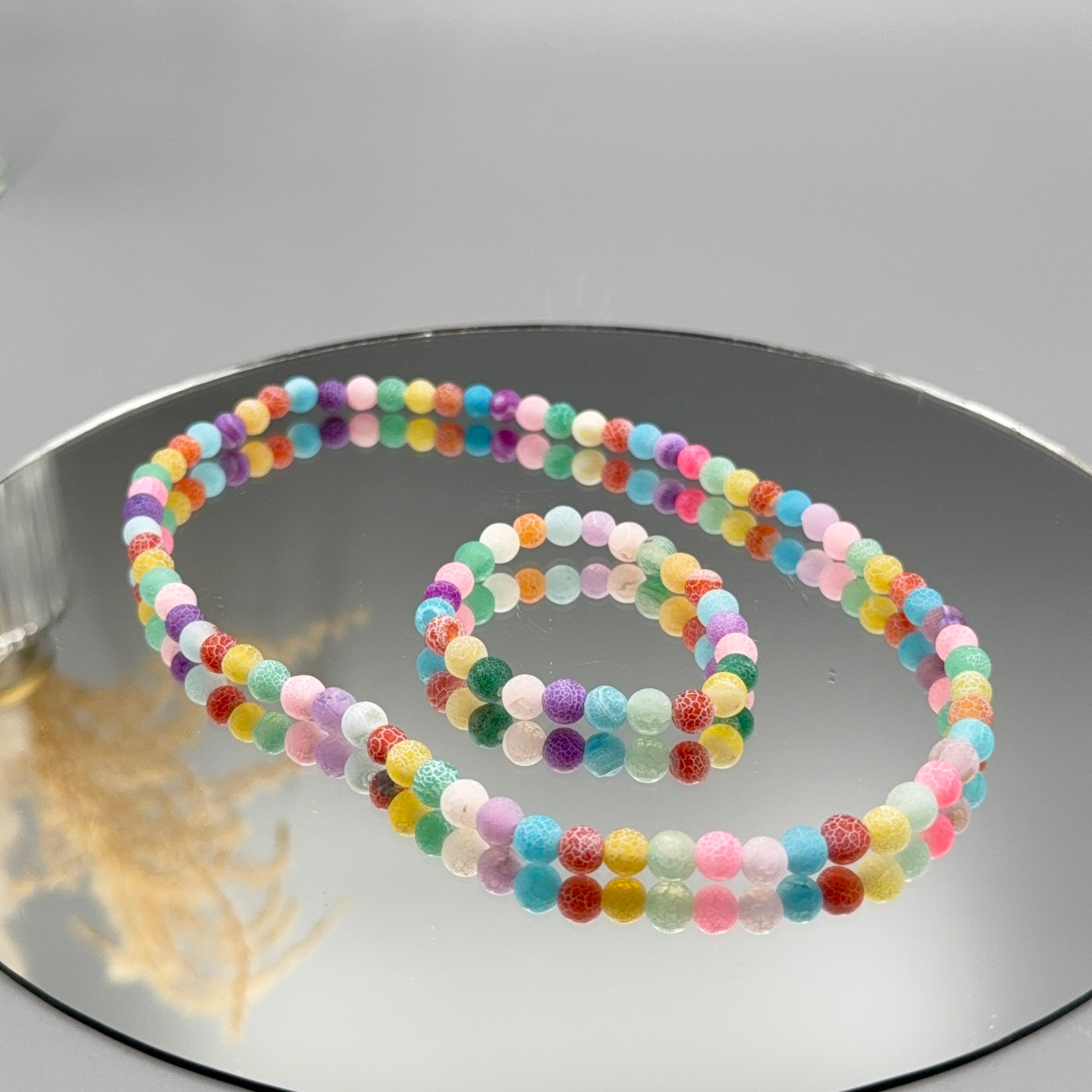 Bunter Achat matt Kinderschmuck Set