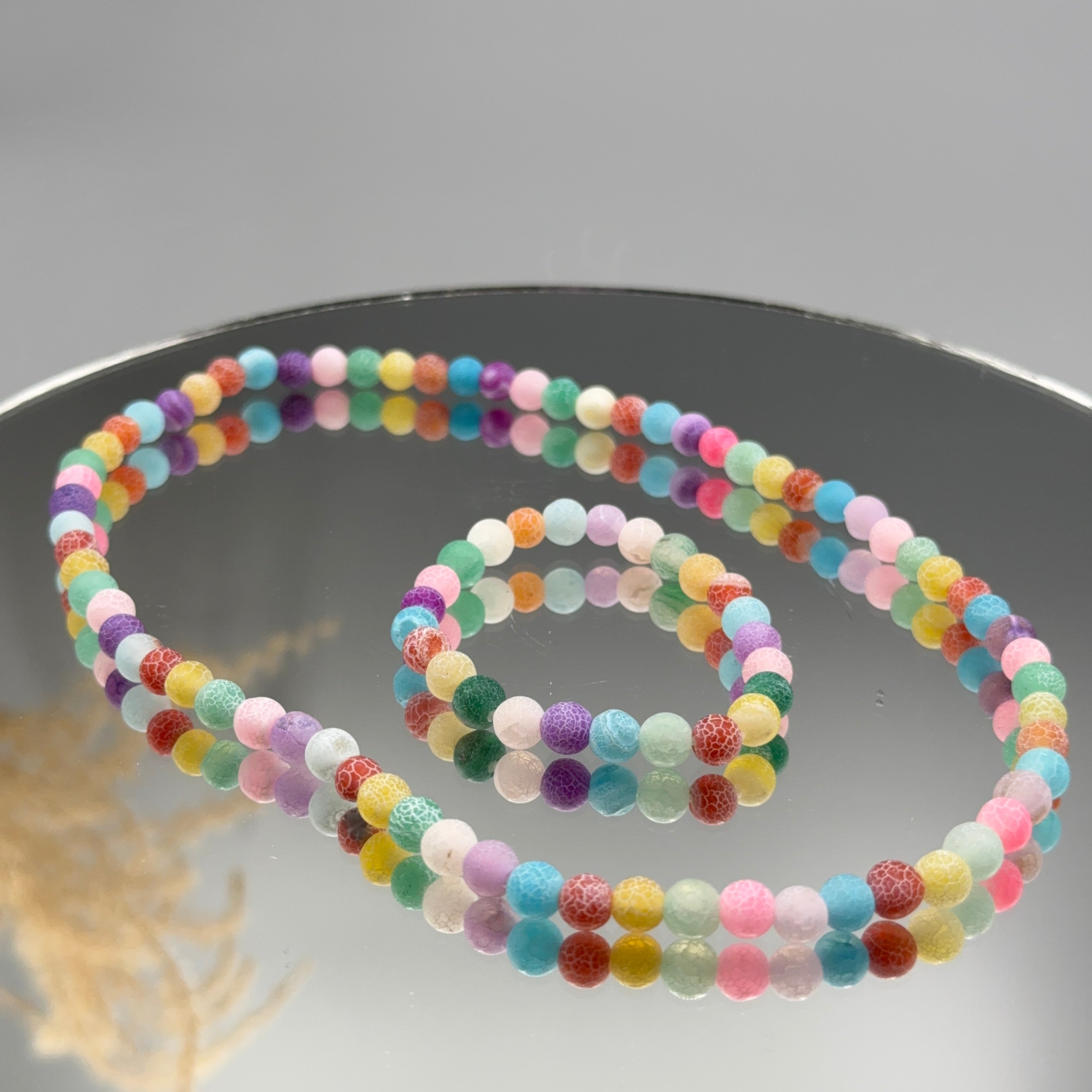 Bunter Achat matt Kinderschmuck Set