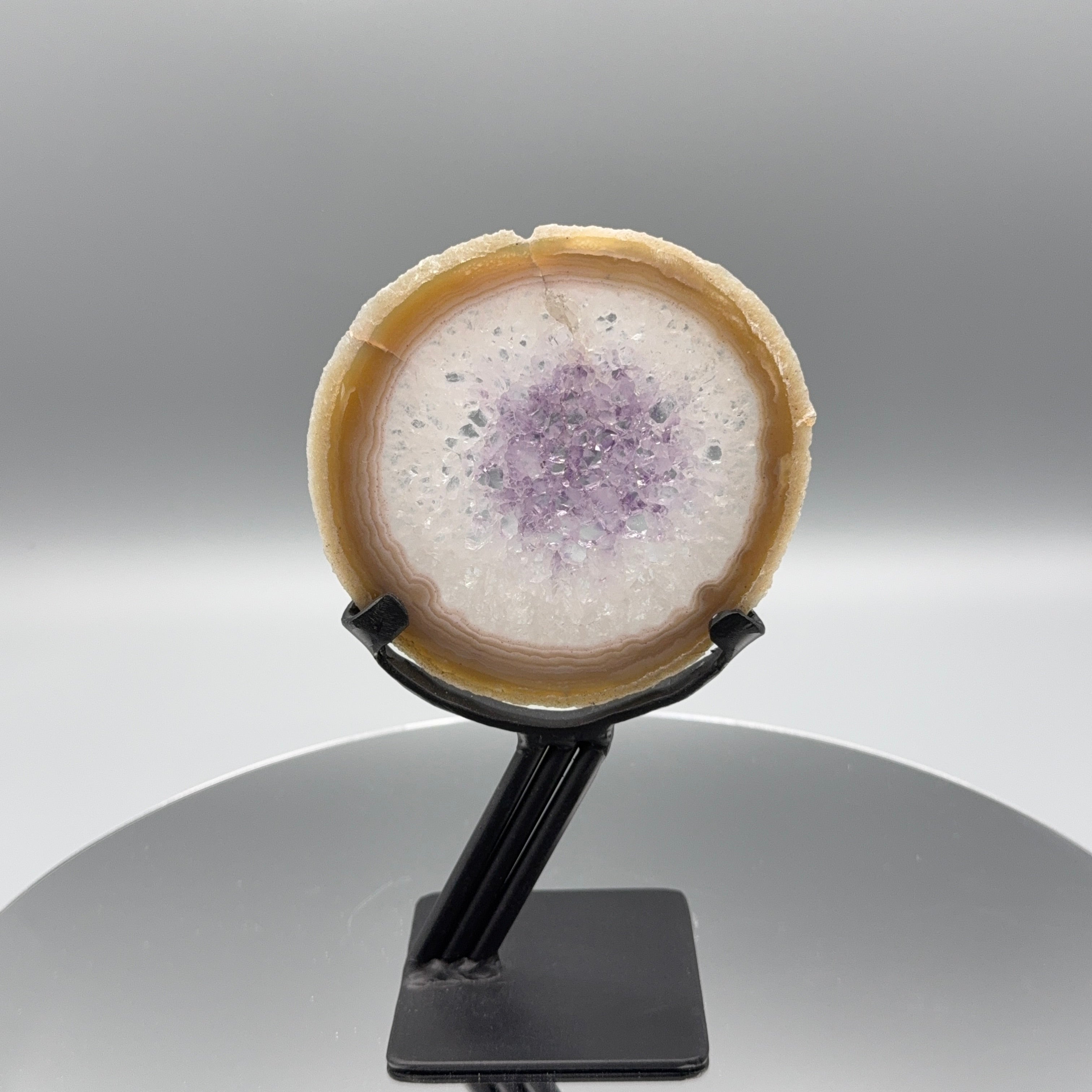 Achat-Amethyst Scheibe auf Ständer