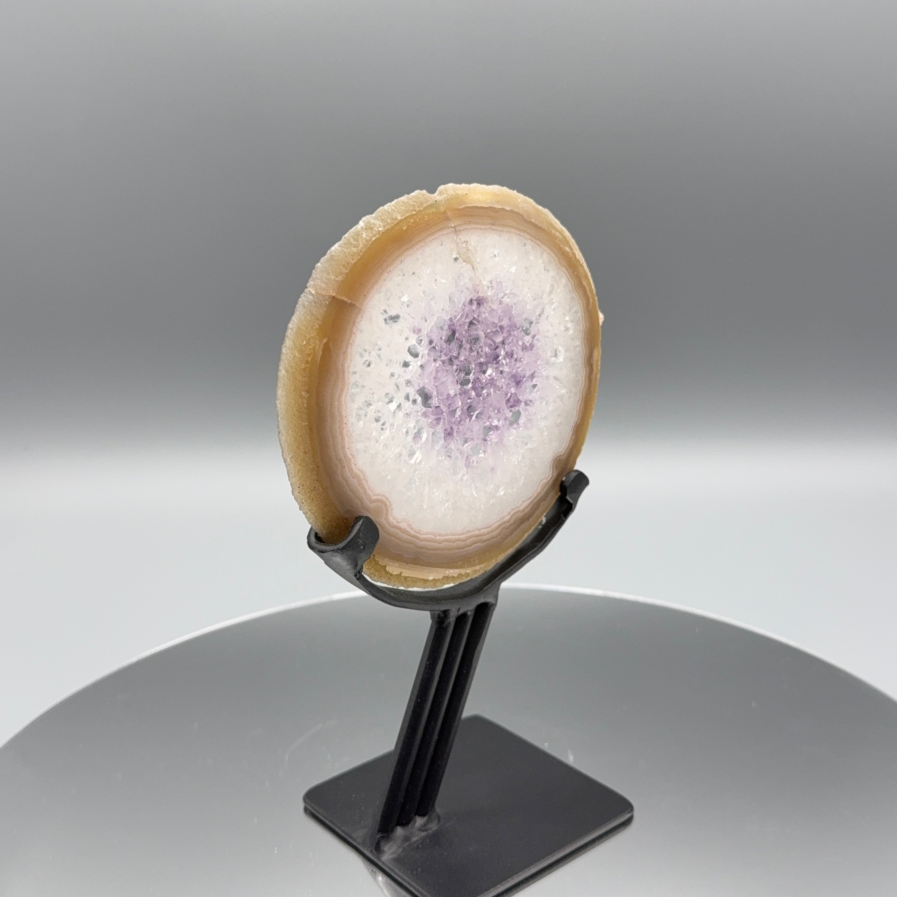 Achat-Amethyst Scheibe auf Ständer