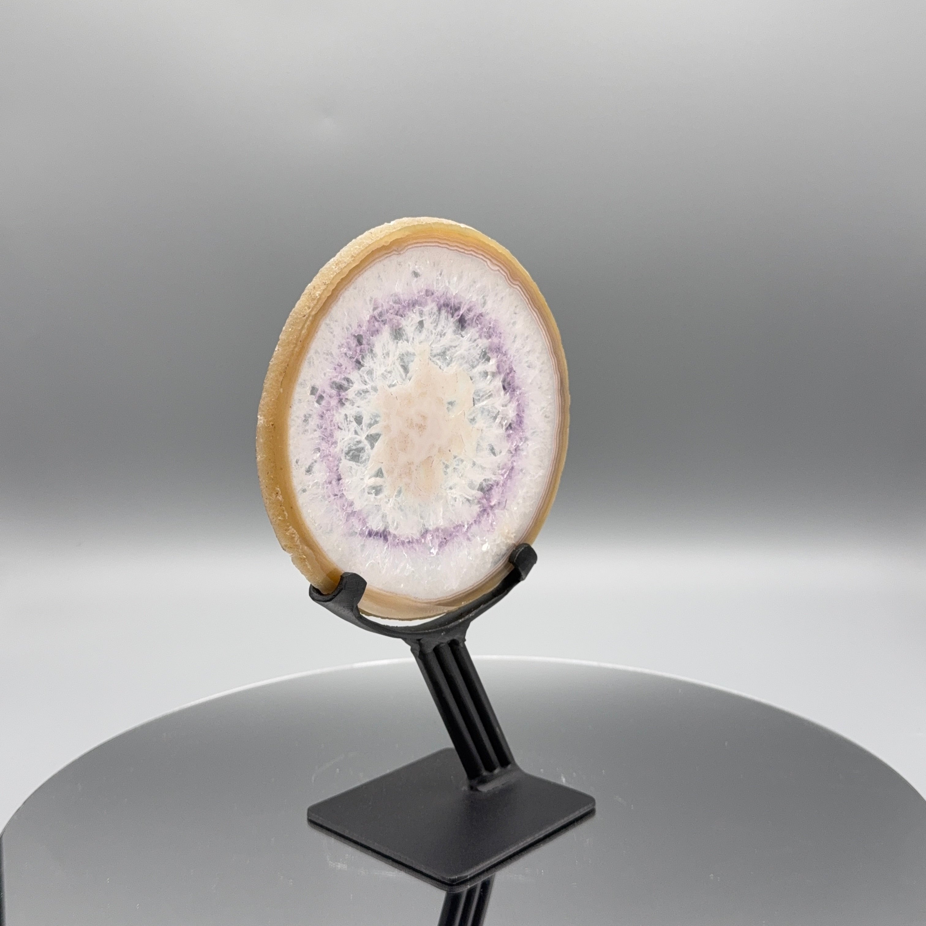 Achat-Amethyst Scheibe auf Ständer