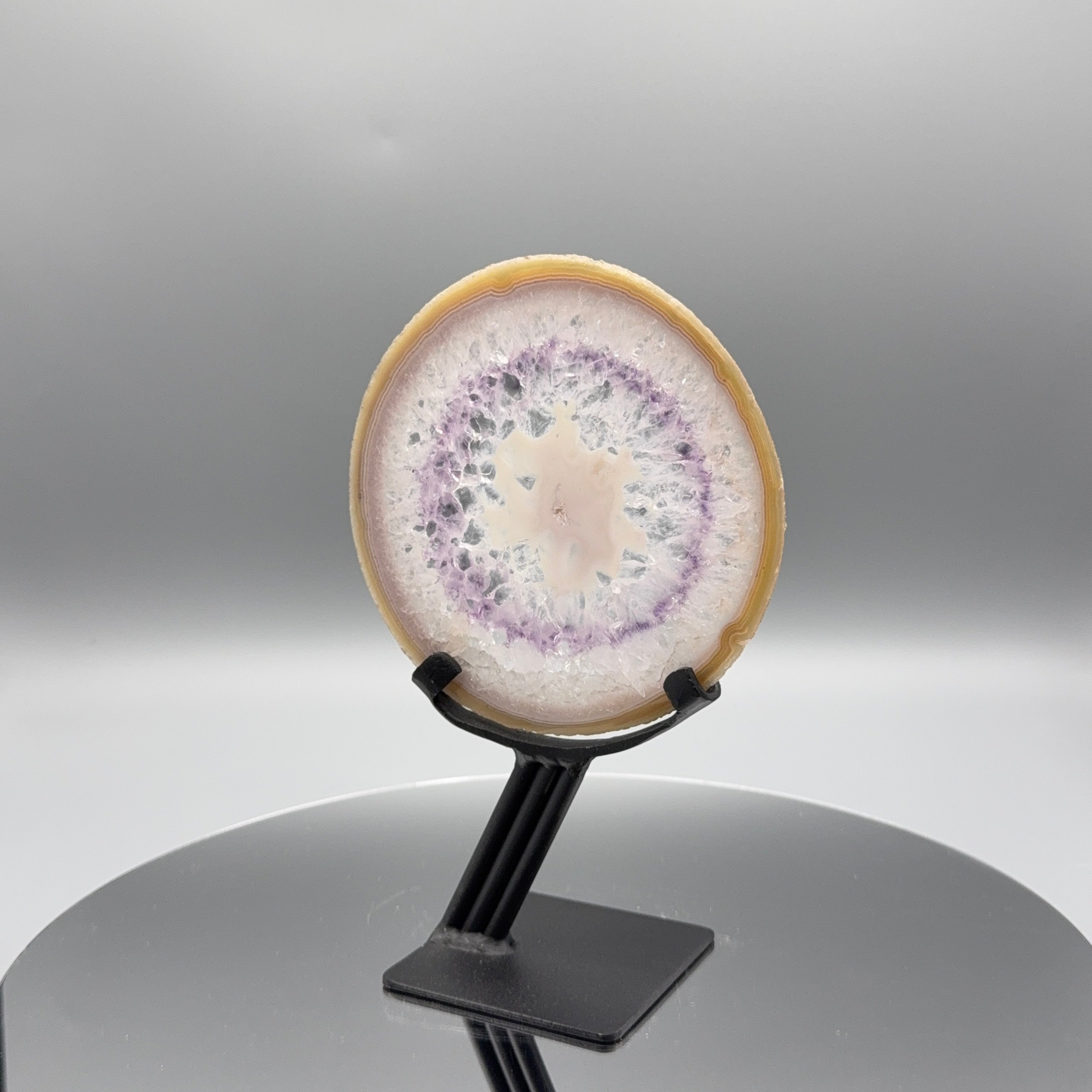 Achat-Amethyst Scheibe auf Ständer