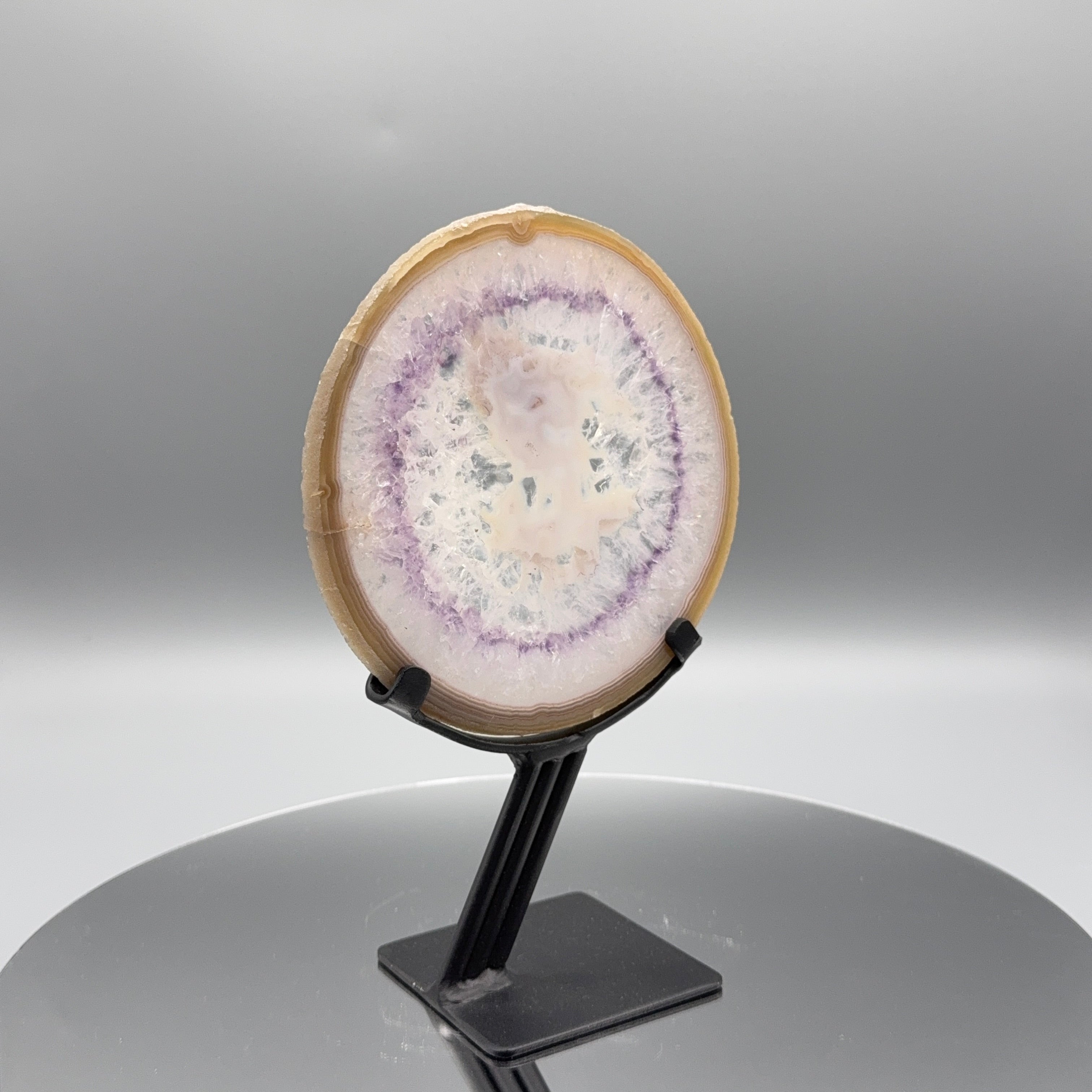 Achat-Amethyst Scheibe auf Ständer